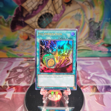 An Ultra Rare "Polymerization" card from the Yugioh Set: Quarter Century Bonanza (RA03).