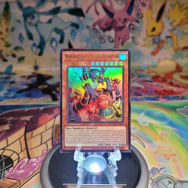 An Ultra Rare "Poseidra, the Storming Atlantean" card from the Yugioh Set: Magnificent Monsters (MAMO).
