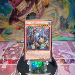 A Secret Rare "Poseidra, the Storming Atlantean" card from the Yugioh Set: Supreme Darkness (SUDA).