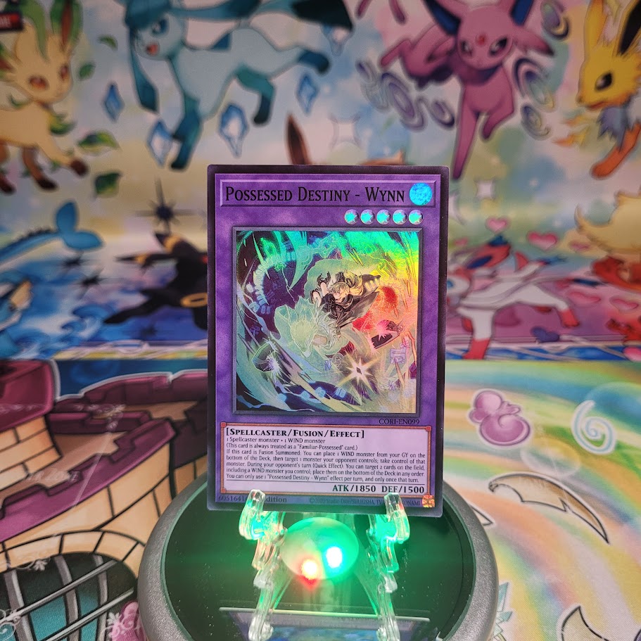 A Super Rare “Possessed Destiny - Wynn” card from the Yugioh Set: Chaos Origins (CORI).