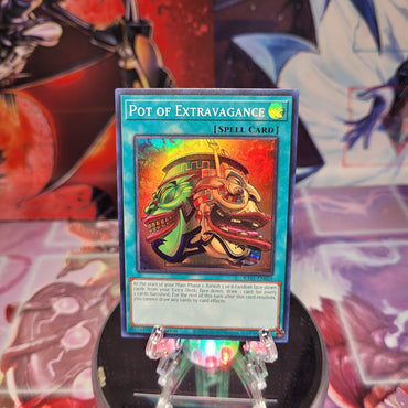 A Super Rare "Pot of Extravagance" card from the Yugioh Set: Rarity Collection 1 (RA01).