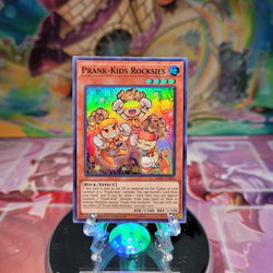 A Super Rare "Prank-Kids Rocksies" card from the Yugioh Set: Soul Fusion: Special Edition.