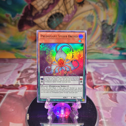 An Ultra Rare "Predaplant Spider Orchid" card from the Yugioh Set: Duel Power.