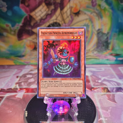 A Super Rare "Prediction Princess Astromorrigan" card from the Yugioh Set: Dragons of Legend 2.