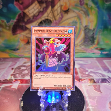 A Super Rare "Prediction Princess Crystaldine" card from the Yugioh Set: Dragons of Legend 2.