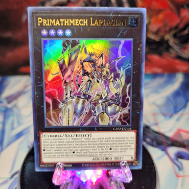  An Ultra Rare "Primathmech Laplacian" card from the Yugioh Set: Ghosts From the Past: The 2nd Haunting (GFP2).