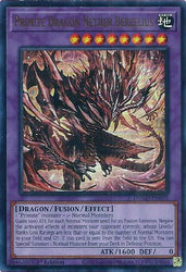 An Ultra Rare "Primite Dragon Nether Berzelius" card from the Yugioh Set: Duelist's Advance (DUAD).