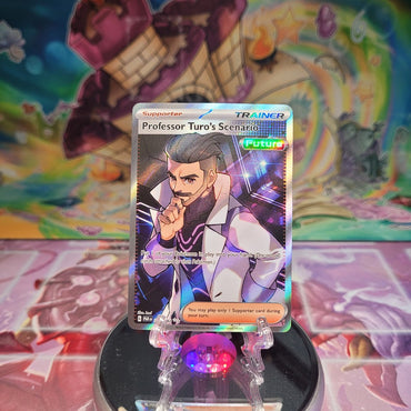 An Ultra Rare "Professor Turo's Scenario" (240/182) card from the Pokemon Set: Paradox Rift.