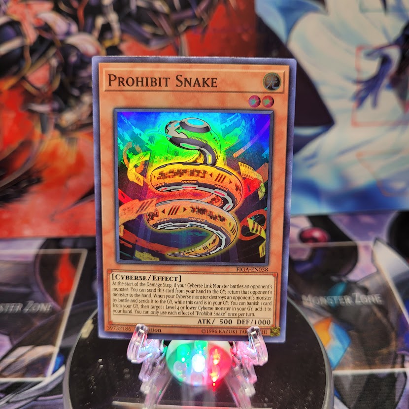 A Super Rare "Prohibit Snake" card from the Yugioh Set: Fists of the Gadgets.