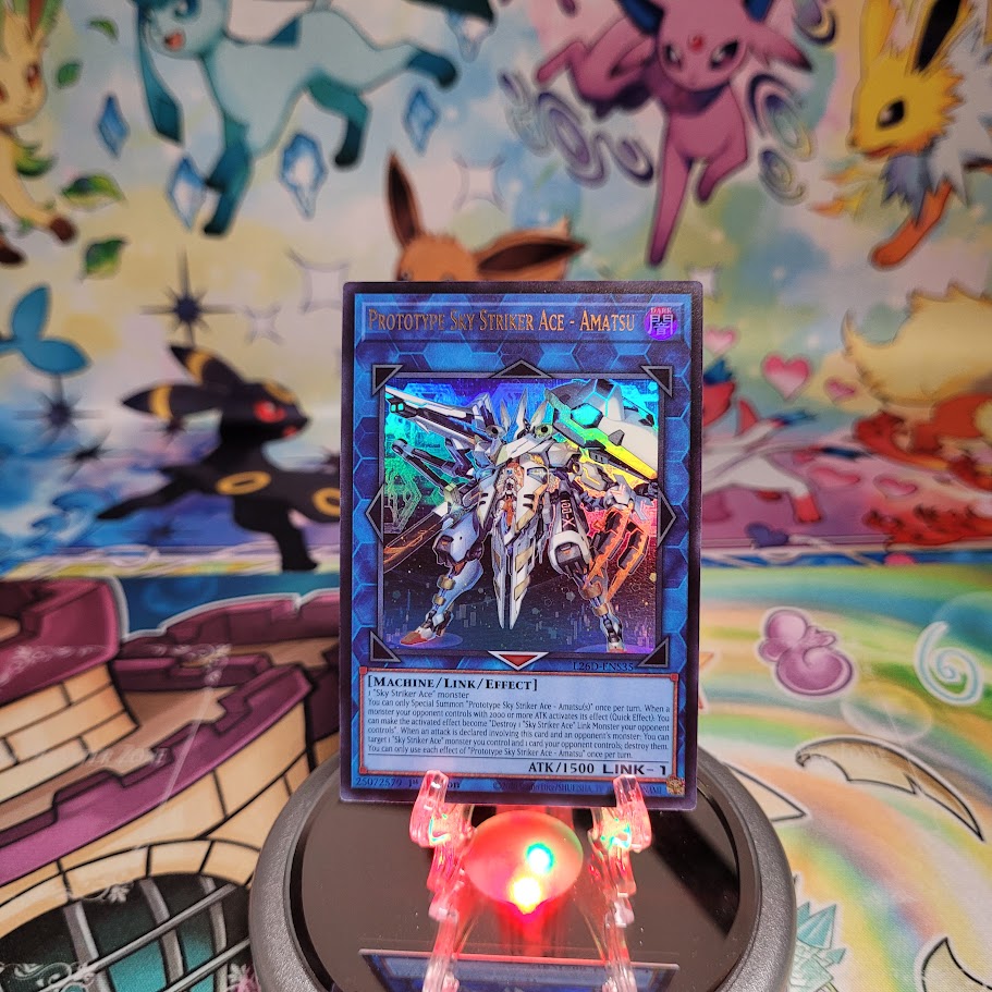 An Ultra Rare "Prototype Sky Striker Ace - Amatsu" card from the Yugioh Legendary Modern Decks (L26D).