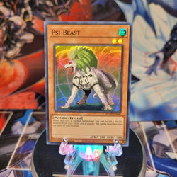 A Super Rare "Psi-Beast" card from the Yugioh Set: Maze of Memories.