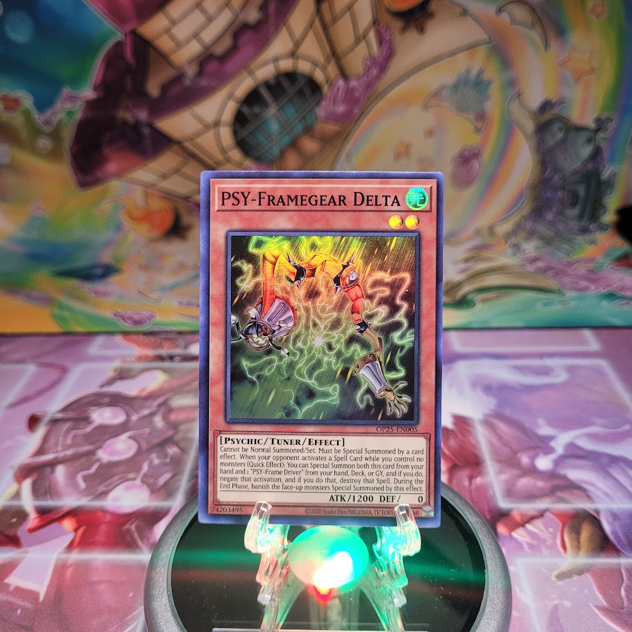 A Super Rare "Psy-Framegear Delta" card from the Yugioh OTS Tournament Pack 25 set (OP25).