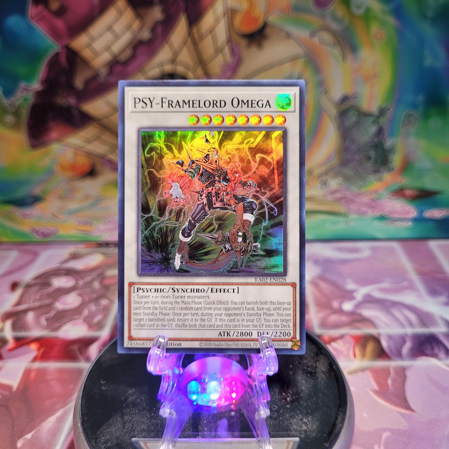 A Super Rare "Psy-Framelord Omega" card from the Yugioh Set: Rarity Collection 2 (RA02).