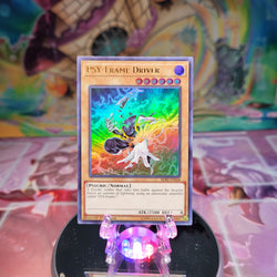 An Ultra Rare "Psy-Frame Driver" card from the Yugioh Set: Battles of Legend: Relentless Revenge.