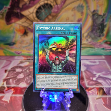 A Super Rare "Psychic Arsenal" card from the Yugioh Set: Phantom Nightmare.