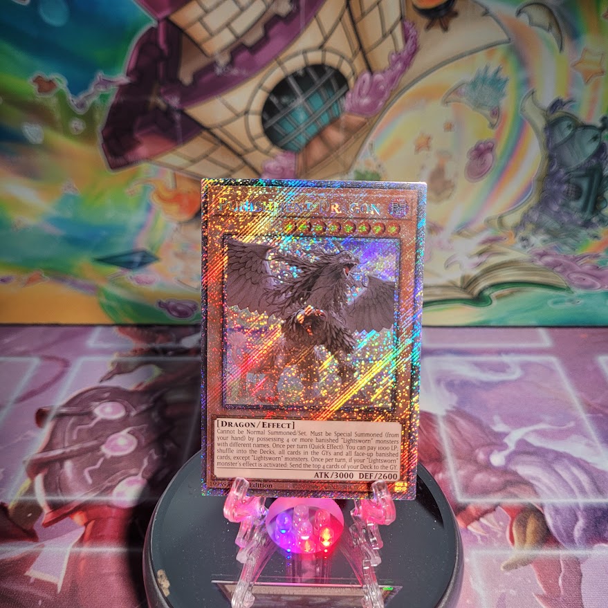 A Platinum Secret Rare "Punishment Dragon" card from the Yugioh Set: Quarter Century Bonanza (RA03)