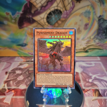 A Super Rare "Punishment Dragon" card from the Yugioh Set: Quarter Century Bonanza (RA03).