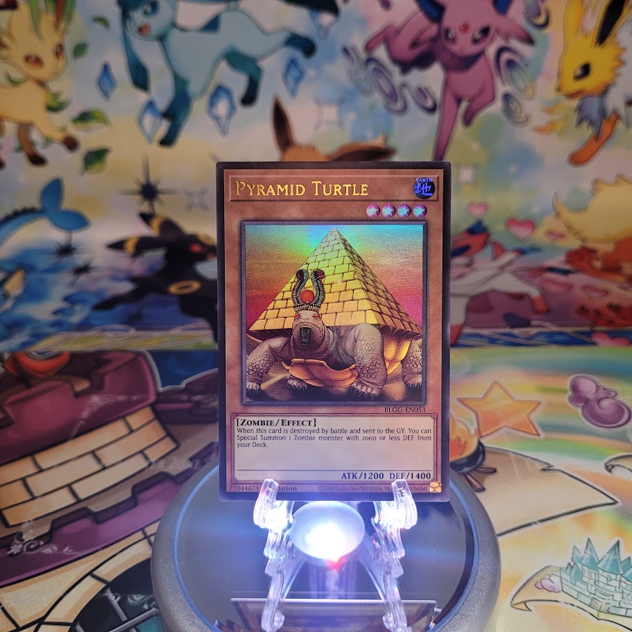 An Ultra Rare "Pyramid Turtle" card from the Yugioh Set: Battles of Legend: Glorious Gallery (BLGG).