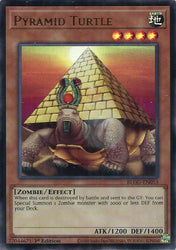 An Ultra Rare "Pyramid Turtle" card from the Yugioh Set: Battles of Legend: Glorious Gallery (BLGG).