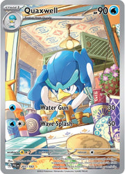 An Illustration Rare "Quaxwell" (207/193) card from the Pokemon Set: Scarlet & Violet: Paldea Evolved (PAL).