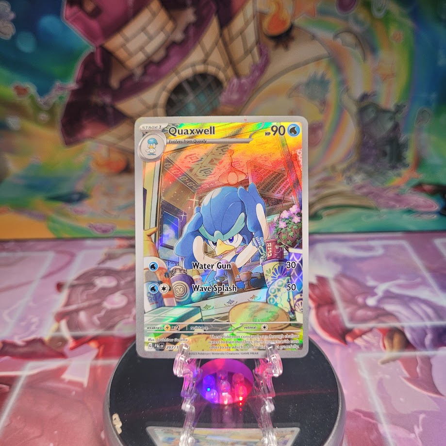 An Illustration Rare "Quaxwell" (207/193) card from the Pokemon Set: Scarlet & Violet: Paldea Evolved (PAL).