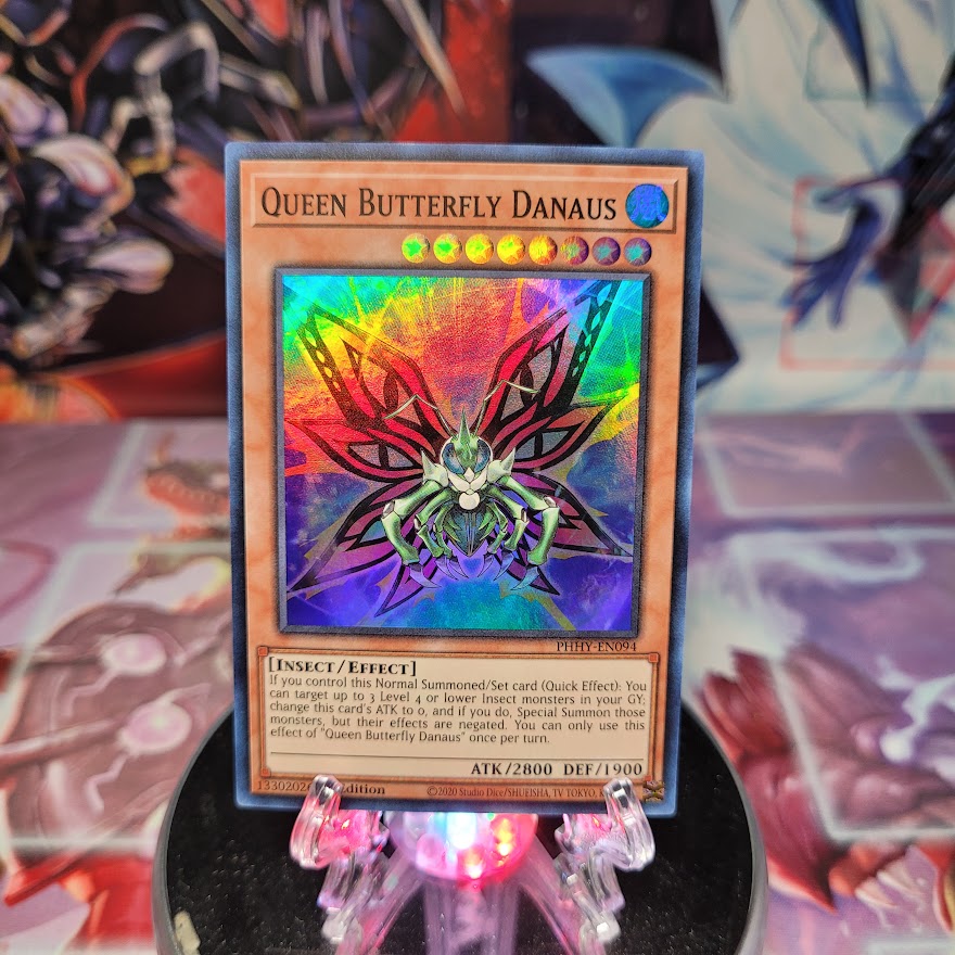 A Super Rare "Queen Butterfly Danaus" card from the Yugioh Set: Photon Hypernova.