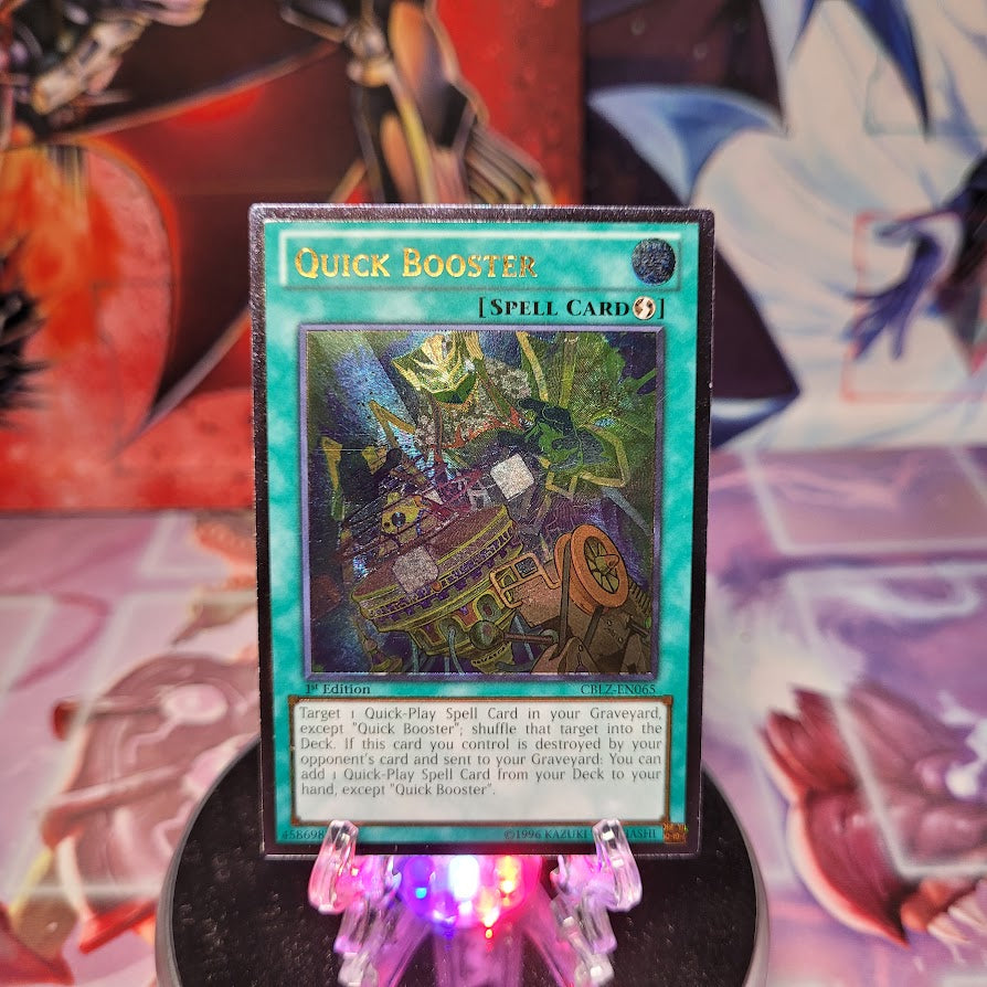 An Ultimate Rare "Quick Booster" card from the Yugioh Set: Cosmo Blazer (CBLZ).