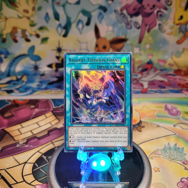 An Ultra Rare "Radiant Typhoon Chant" card from the Yugioh Set: Doom of Dimensions (DOOD).