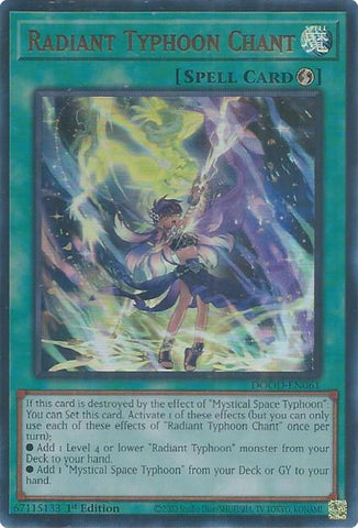 An Ultra Rare "Radiant Typhoon Chant" card from the Yugioh Set: Doom of Dimensions (DOOD).