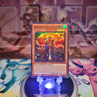 An Ultra Rare "Radiant Typhoon Swen" card from the Yugioh Set: Doom of Dimensions (DOOD).