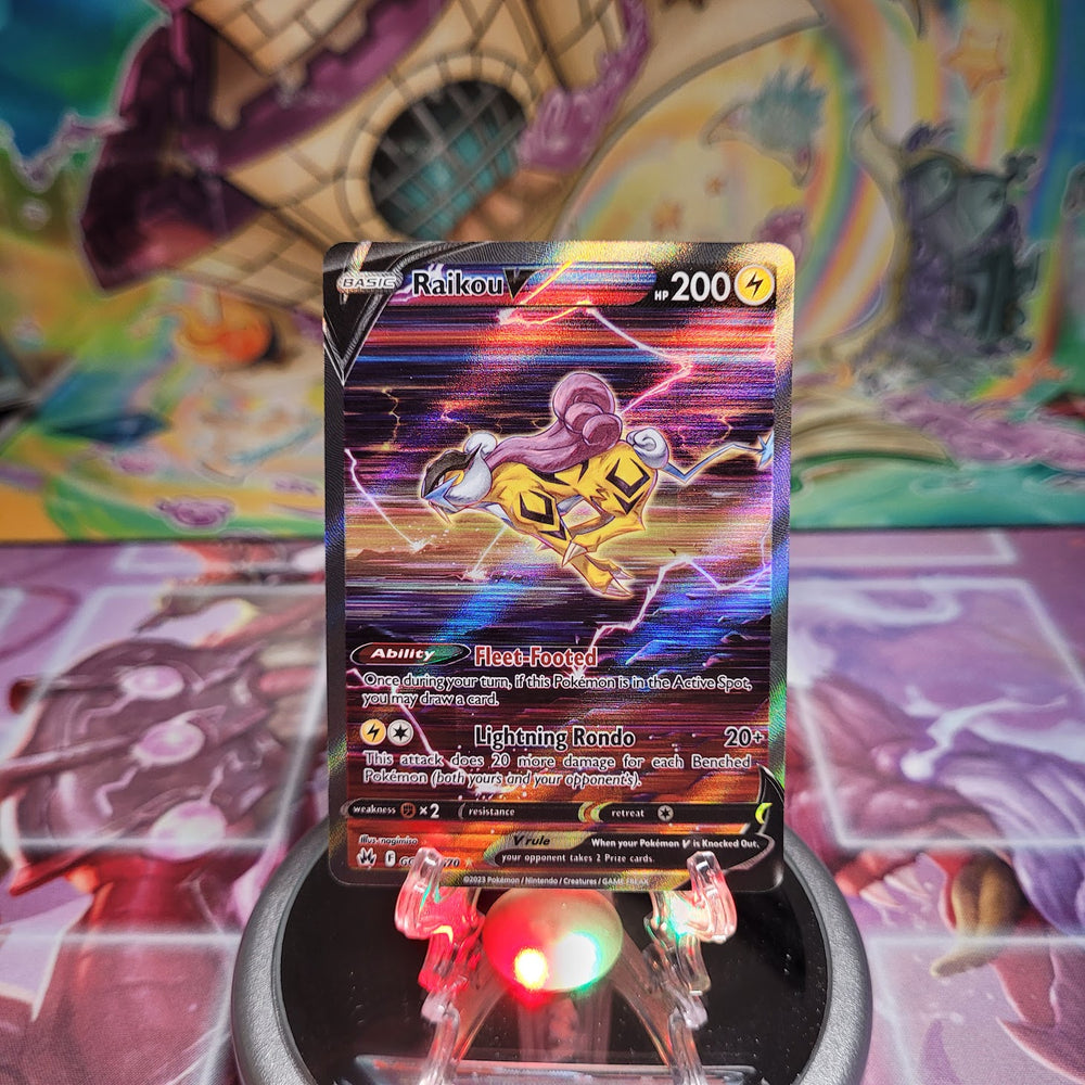An Ultra Rare Alternate Art "Raikou V" (GG41/GG70) card from the Pokemon Set: Sword & Shield: Crown Zenith.