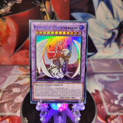 An Ultra Rare Blue "Rainbow Overdragon" card from the Yugioh Set: Legendary Duelists: Season 1 (LDS1).