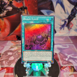 A Super Rare "Realm Elegy" card from the Yugioh Set: Age of Overlord.