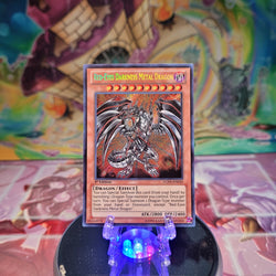 A 1st edition Secret Rare "Red-Eyes Darkness Metal Dragon" card from the Yugioh Set: Legendary Collection 4: Joey's World