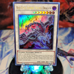 An Ultra Rare "Red-Eyes Zombie Necro Dragon" card from the Yugioh Set: Ghosts From the Past: The 2nd Haunting (GFP2).