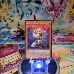 A Secret Rare "Regulus, the Prince of Endymion" card from the Yugioh Set: Battles of Legend: Glorious Gallery (BLGG).
