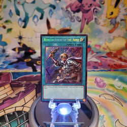 A Secret Rare "Reinforcement of the Army" card from the Yugioh Legendary Modern Decks (L26D).