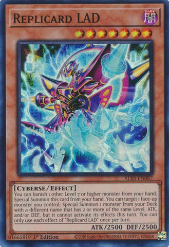 A Super Rare "Replicard LAD" card from the Yugioh Set: Alliance Insight (ALIN).