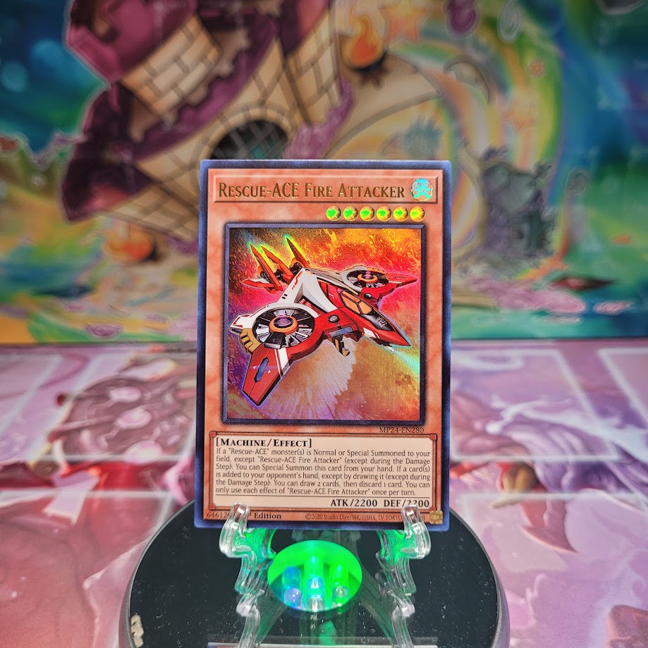 An Ultra Rare "Rescue-Ace Fire Attacker" card from the Yugioh Set: 25th Anniversary Tin: Dueling Mirrors.