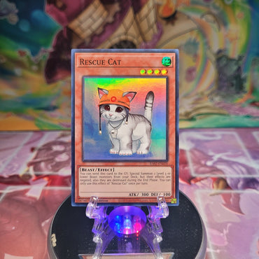 A Super Rare "Rescue Cat" card from the Yugioh Set: Rarity Collection 2 (RA02).