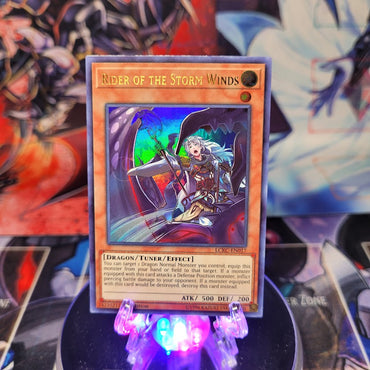 An Ultra Rare "Rider of the Storm Winds" card from the Yugioh Set: Legendary Collection: Kaiba.