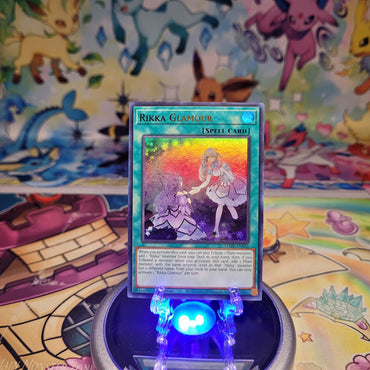 An Ultra Rare "Rikka Glamour" card from the Yugioh Set: Maze of Memories (MAZE).