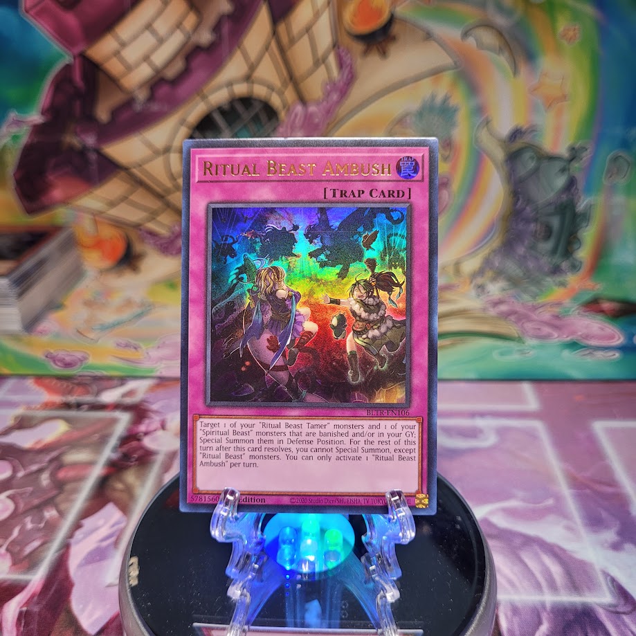 An Ultra Rare "Ritual Beast Ambush" card from the Yugioh Set: Battles of Legend: Terminal Revenge.