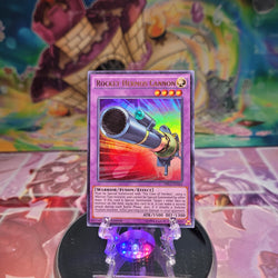 An Ultra Rare "Rocket Hermos Cannon" card from the Yugioh Set: Dragons of Legend Unleashed.