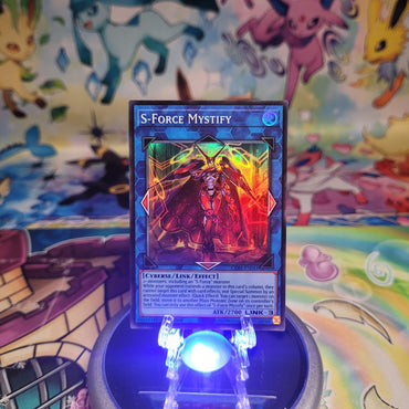 A Super Rare “S-Force Mystify” card from the Yugioh Set: Chaos Origins (CORI).
