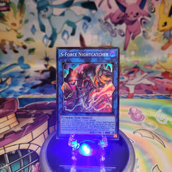A Super Rare “S-Force Nightcatcher” card from the Yugioh Set: Chaos Origins (CORI).