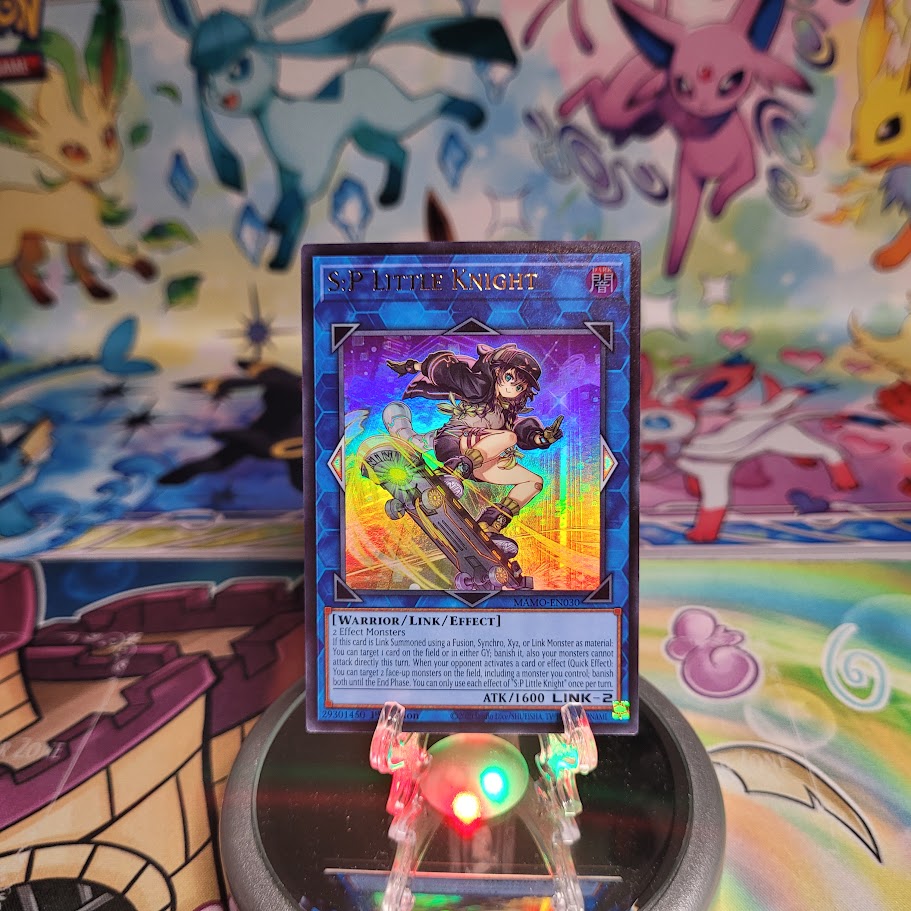 An Ultra Rare "S:P Little Knight" card from the Yugioh Set: Magnificent Monsters (MAMO).