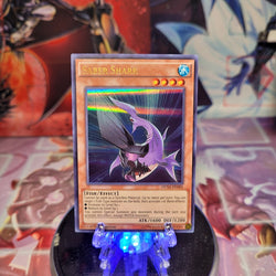 An Ultra Rare "Saber Shark" card from the Yugioh Set: Duelist Saga (DUSA). 