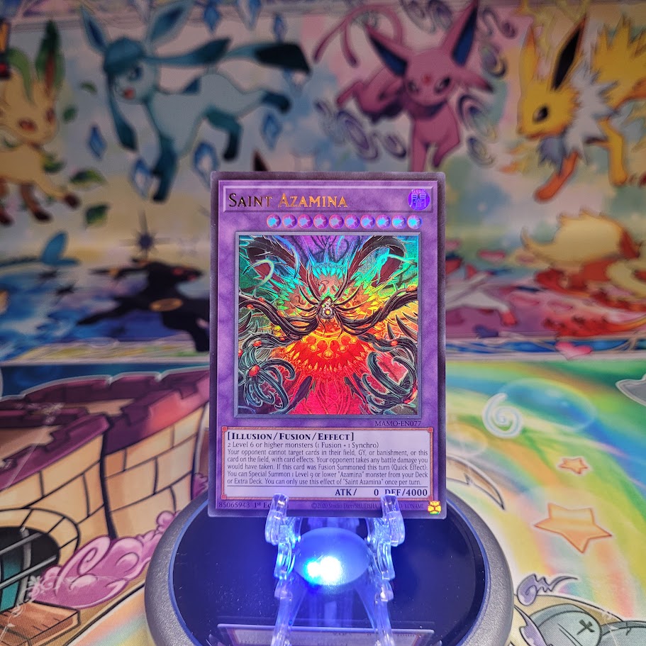 An Ultra Rare "Saint Azamina" card from the Yugioh Set: Magnificent Monsters (MAMO).