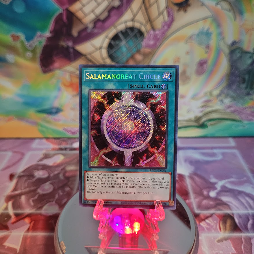 A Secret Rare "Salamangreat Circle" card from the Yugioh Set: Quarter Century Bonanza (RA03).